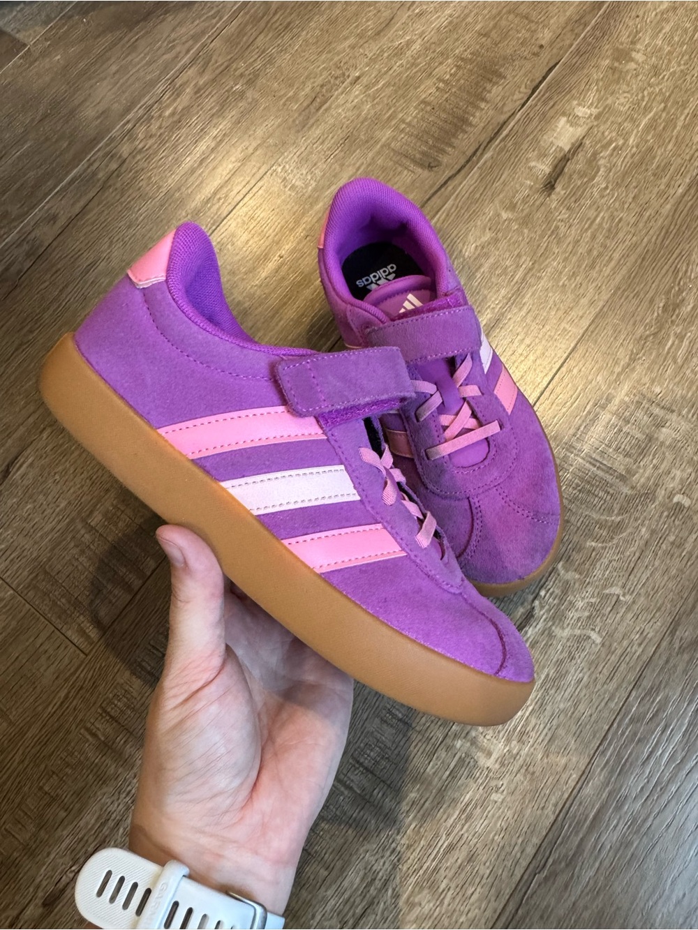 Adidas kids VL Court 3.0 Flash Pink Purple Size 3 VGUC